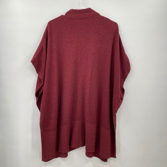 Lululemon OS Burgundy Red Yak Wool Blend Zip Up Poncho Sweater Cape - Picture 6 of 9
